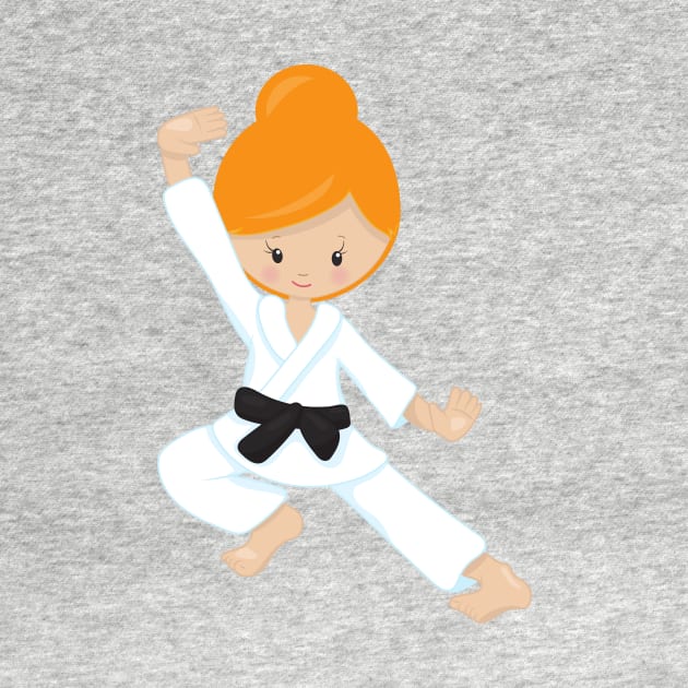 Karate Girl, Cute Girl, Black Belt, Orange Hair by Jelena Dunčević